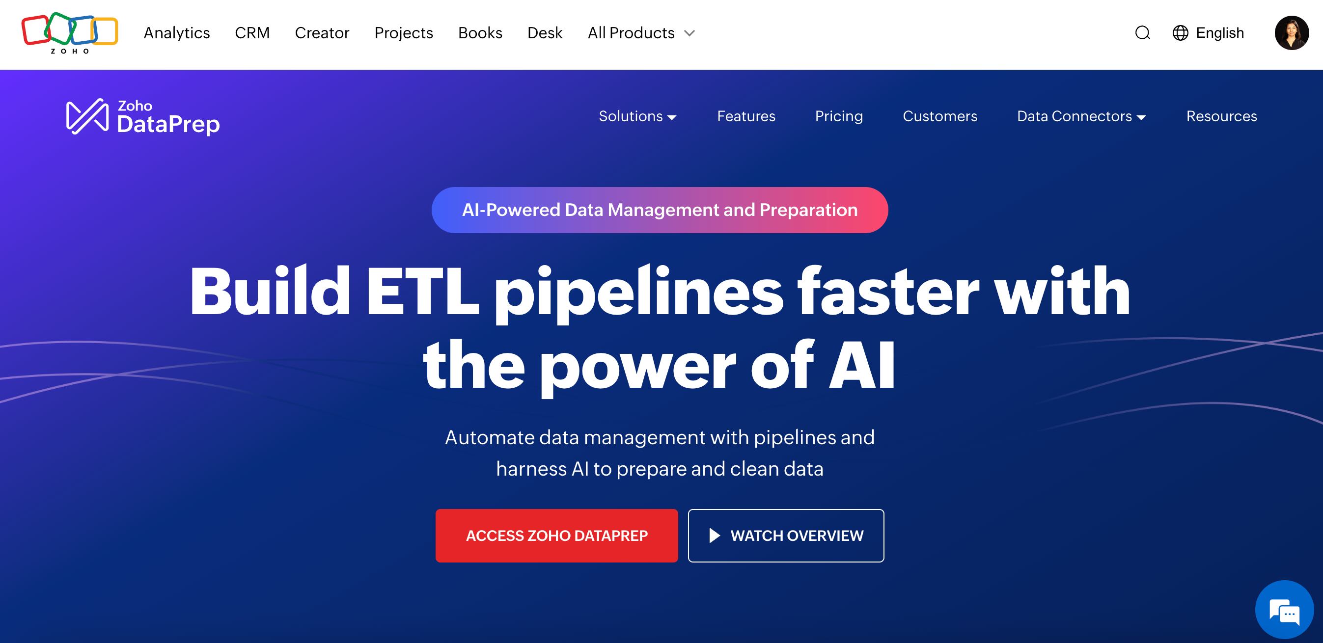 screenshot of Zoho DataPrep